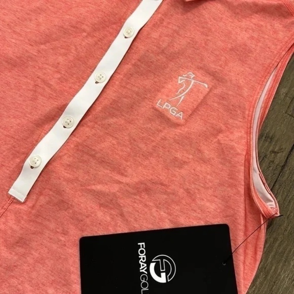 FORAY GOLF Core Sleeveless Polo in Pink - LPGA logo - Picture 12 of 17